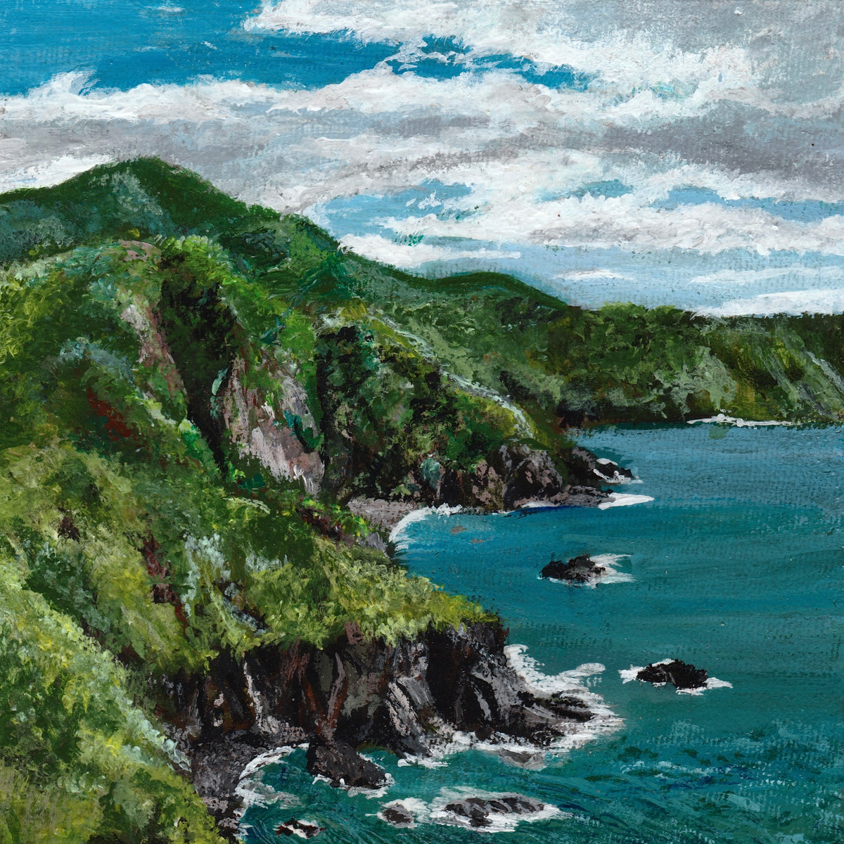 “When the Mountains Meet the Sea” Acrylic Painting